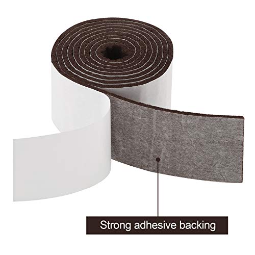 Shappy 2 Packs 120 x 2 x 0.12 Inch Felt Strips with Adhesive Backing Felt Tape Roll Non Slip Self Adhesive Cuttable Furniture Pads for Protecting Hardwood Floors, Chairs, Wall(Dark Brown) - size: 120 x 2 x 0.12 Inch
