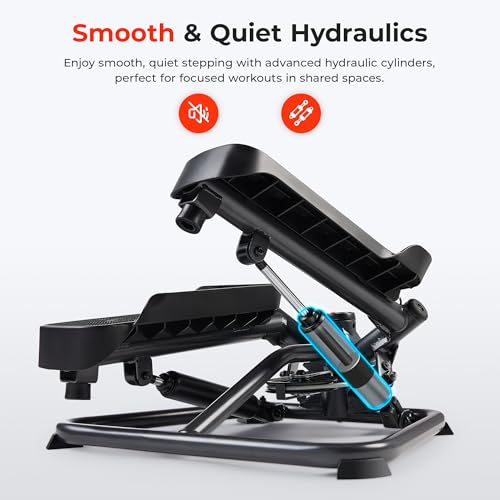 Sunny Health & Fitness Twist Steppers with Resistance Bands, Compact Mini Stair Step Machines for Low-Impact Home Cardio Workouts - color: Black Onyx