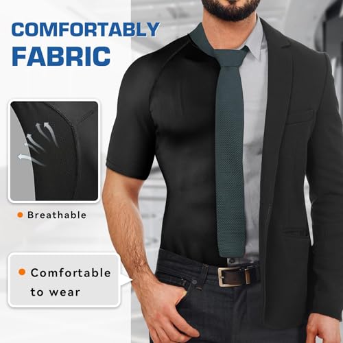Cimkiz Men's Waist Trainer Sauna Suit Shirt, Gym & Exercise Compression Vest, Sweat-Boosting Workout Top - color: Blue, size: 3X-Large