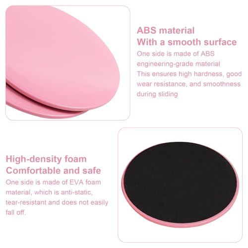 17.5cm/6.89In Round Core Sliders for Working Out,Set of 4 Exercise Core Pilates Sliders,Floor Foot Slider for Exercise 2 Color - color: pink+purple