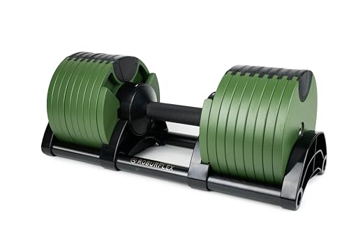 Adjustable Dumbbell (Single) 5-40/80lb, 5lb Increments, for Home Gym Fitness - Upto 20 weight settings - color: GREEN - 80LB