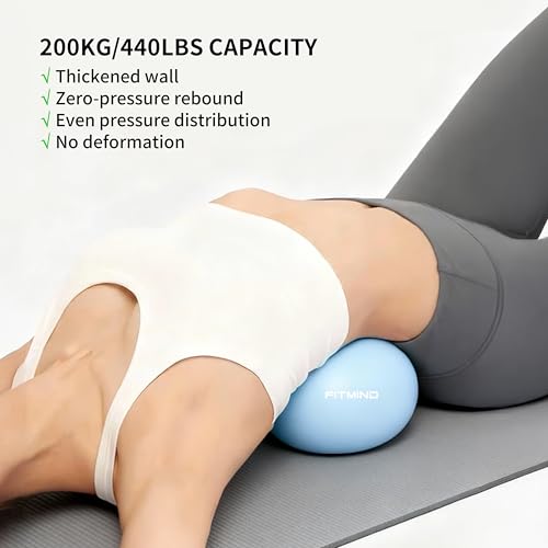 FITMIND_Pilates Ball 10 Inch Anti-Burst Slip Resistant Mini Yoga Ball for Fitness, Core Training, Physical Therapy, Balance, Stability, Stretching 200kg 440lbs Capacity - color: Blue