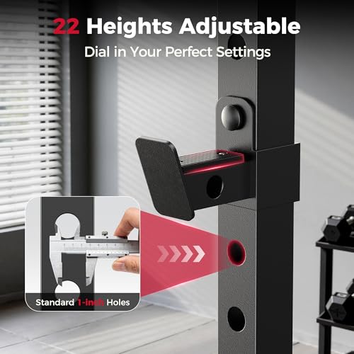FLYBIRD SR1 Squat Rack with Pull-Up Bar, Adjustable Multi-Functional Power Rack, Inner Width Squat Rack Stand Suitable for 6FT,7FT Barbell for Home Gym Equipment - color: Black&Red