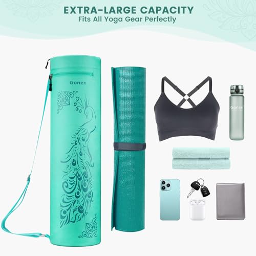 Gonex Yoga Mat Bag with Full-Zip Design, Fits Most Mats | 600D Oxford Fabric, Wet Pocket, Front Zip Pocket, Adjustable Strap, Fits Mats up to 26" - color: Green