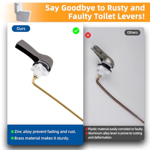Hibbent Universal Metal Front Mount Toilet Handle Replacement Kit | Gunmetal Gray Solid Brass Toilet Flush Tank Lever, Stainless Steel Flapper Chains for Most Toilet Tanks - color: Gunmetal Gray, style: Upgraded Front Mount