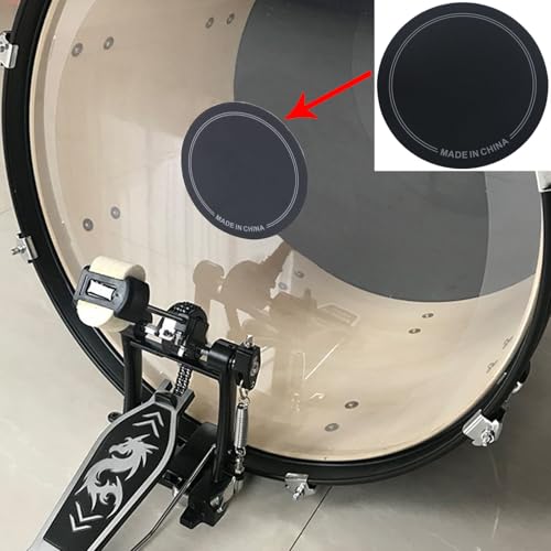 QAZXCDEW-2pcs Bass Drum Patch And Kick Drum Pad, Self Adhesive Drumhead Patches For Bass Drum Pedal Accessories, Includes Double And Single Pedal Protector (Black) - color: Black