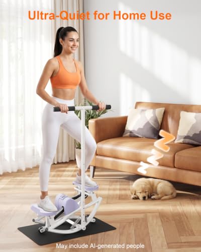 Rock Stepper for Exercise at Home, Rocking Stepper Side to Side | Rocker Stepper with Resistance Bands & Handlebar for Full Body Workout, Lateral Stepper Exercise Machine (Utility Patent) - color: Purple