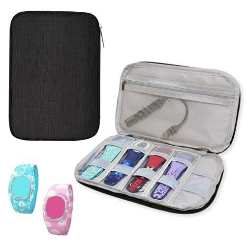 MagicBand+ Travel Case for Disney Trip – Fits 5 Bands & Accessories, Protective Travel Organizer for MagicBand 1/2/Plus, Storage Bag for Disney World, Land, Cruise Vacation Essentials (Black) - color: Black