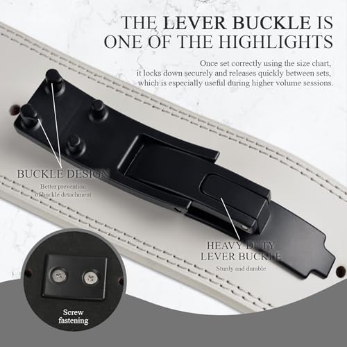 Weight Lifting Belt, 10mm Thick, 4-Inch Wide Heavy Duty Leather Lever Gym Belt, Ideal for Weightlifting, Squats, Deadlifts, Powerlifting, Cross Training and Weight Training - color: Light Gray, size: S(31"-36")