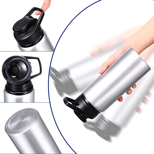 CHENGU Water Bottle Bulk 20 oz Aluminum Reusable Bottles Lightweight Snap Lid Water Cups Easy Carry Leak Proof Travel Tumbler for Gym Sports Camping Hiking Fishing - color: Silver