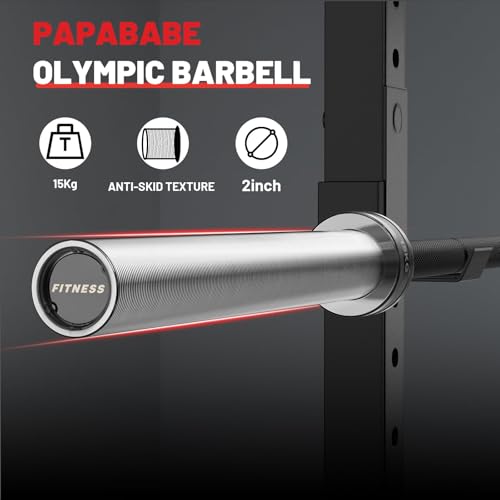 PAPABABE Olympic Barbell, 4ft/5ft/6ft/6.5ft Straight Barbell Womens Olympic Barbell for Strength Training and Technique Adjusting, 2 inch Olympic Bar with Moderate Knurling For Bench Press, Squats Curls Deadlifts Weightlifting - color: 6.5ft Pro 35lb Barb