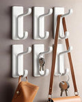 6 Pack Adhesive Wall Hooks - 15lbs Extra Stick On Hooks Heavy Duty Coat Hooks for Walls No Damage - Strong Sticky Hook for Hanging Key Purse Towel in Bathroom Kitchen Door, White - color: White