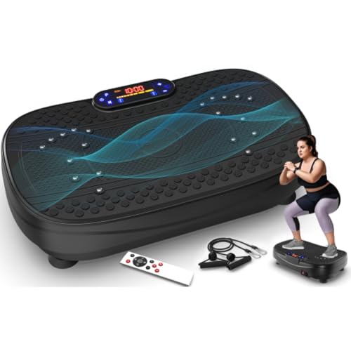 Vibration Plate Exercise Machine,Vibrating Plate for Lymphatic Drainage,Shake Plate for Weight Loss,Full Body Vibration Platform Machines for Women Men Exercise - color: Black