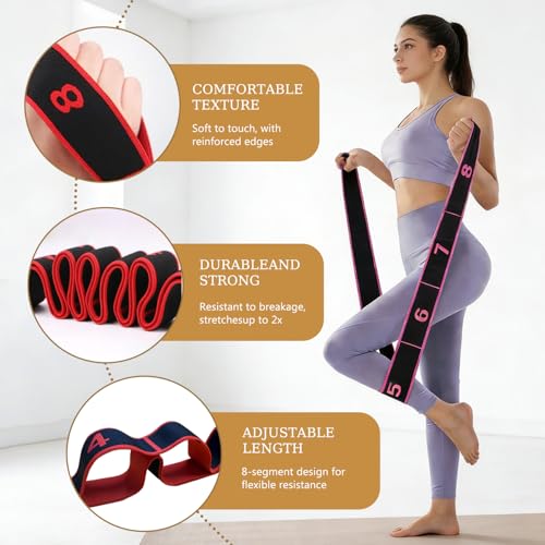 Fitness Resistance Band for Stretching and Yoga, Number Stretch Resistance Band with Clear Markings, 8-Section Elastic Training Bands - color: 2PCS