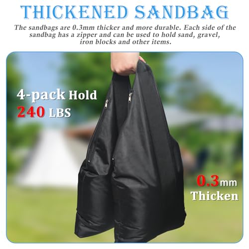 240LBS Extra Large Heavy-Duty Canopy Weights Sandbags, 4Pack, No Sand | 1680D Heavy Duty Pop Up Canopy Tent Weights for Outdoor Gazebos, Umbrellas, Pergolas, Sunshades & Patio Furniture - size: 240LBS