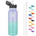 Han's Bottle Sports Water Bottle - 24 Oz, Straw Lid, Leak Proof, Vacuum Insulated Stainless Steel, Double Walled, Thermo Mug,Lilac green - color: Lilac green, size: 24 Ounces