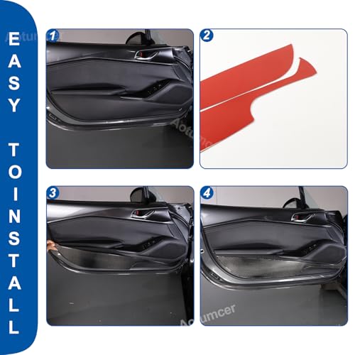 Soft Carbon Fiber Car Door Anti Kick Pad Trim Cover Compatible with Mazda MX-5 Miata 2016-2025+, Door Protector Mat Anti Dirty Anti Collision Stickers Interior Accessories (Black) - color: Black