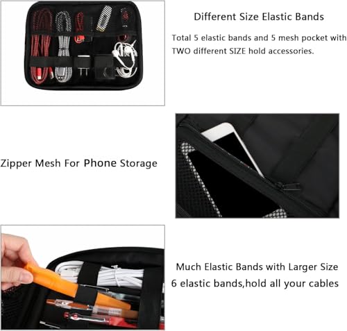 MATEIN Electronics Travel Organizer, Double Layers Charger Organizer with Sturdy Handle for Travel Accessories, Tech gifts for Men and Women, Medium Tech Case for Cable Management, Peacock Blue - color: Dark Green, size: Medium