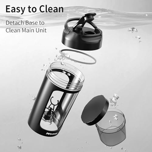 PROCHAIN Electric Protein Shaker Bottle, 22oz BPA-Free Tritan Mixer | USB Rechargeable, Shaker Cups for Protein Shakes, Portable Mixer, with Powder Storage Cup, for Gym, Workout, Sports Nutrition - color: Black