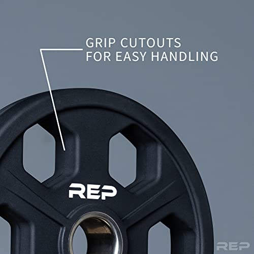 REP Fitness Urethane Coated Tri-Grip Olympic Barbell Weights - Sold in Pairs - style: 35 LB Pair