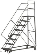 Tri-Arc KDHS108242 8-Step Heavy-Duty Safety Angle Steel Rolling Industrial & Warehouse Ladder with Grip Strut Tread - size: 8-Step, style: Grip Strut Tread
