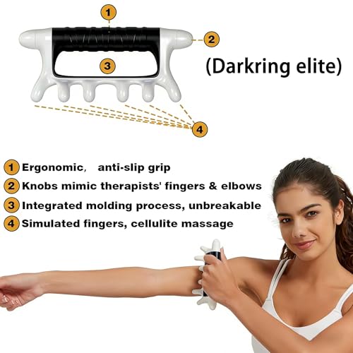 DARKRING Stainless Steel & Engineering Plastic Facial Massage Tool Set - Pressure Point Blaster for Tissue & Fascia, Trigger Point Massage Tool (Black)