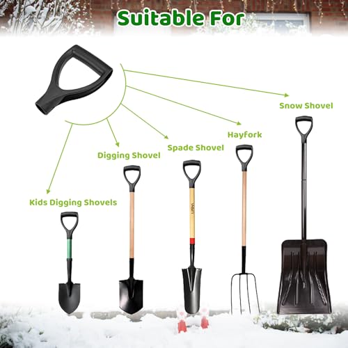 MroMax D Grip Shovel Handle Replacement, 1-1/4" Inner Diameter, PVC | Replacement Handle for Shovel, Spade, Snow Shovel & Rake, Yellow & Black Garden Tool Accessory, Ideal for Digging and Raking - color: Black