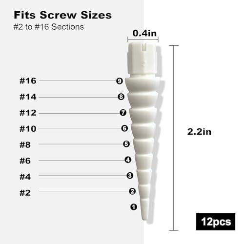 White 12PCS Stripped Screw Hole Repair Anchor, Door Hinge Screw Hole Filler, Multi Use Wall Anchors, Fits Wood Screws Sizes #2 to #16 - color: White