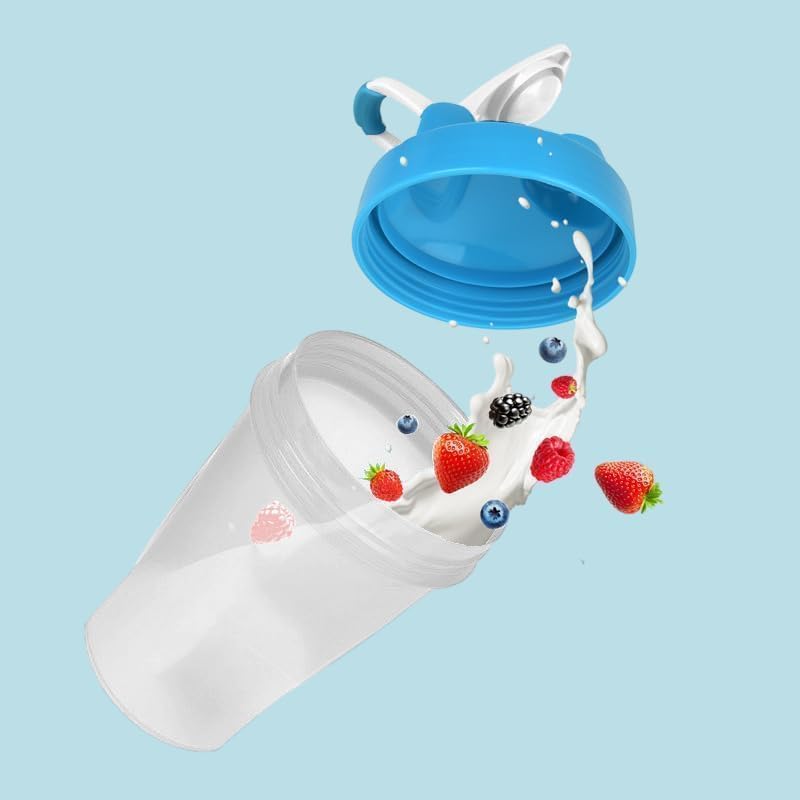 Blender Shaker Bottle w. BPA free, Leak Proof, Embossed Ounce & Milliliter Markings ,Best Shaker Bottle for Protein Powder-Juice Mixer, Fitness Shaker Cup w. Whisk Ball(Clear Body-16 Oz, Red)