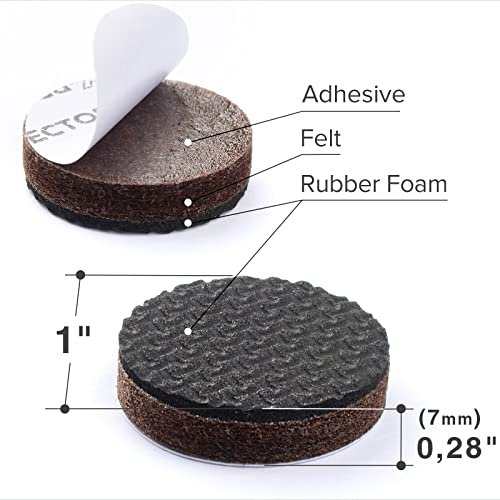 Non Slip Furniture Pads 16 pcs 1" X-Protector - Premium Furniture Grippers! | Self-Adhesive Rubber Feet Furniture Feet - Ideal Non Skid Furniture Pad Floor Protectors - Keep Furniture in Place! - size: 16 Round 1"