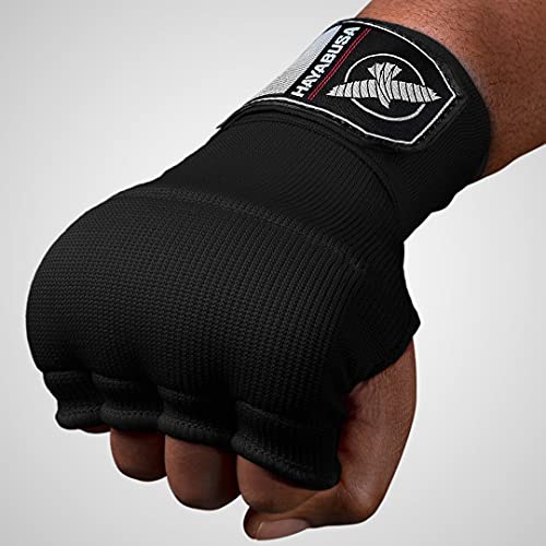 Hayabusa Quick Gel Hand Wrap Boxing Gloves | Slip-On Design, Padded Knuckle Protection, Hook and Loop Closure, Muay Thai Kickboxing, Men and Women, Sparring - color: Black, size: Large