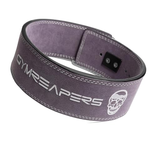 Gymreapers 10MM Lever Weightlifting Belt Leather Adjustable Heavy Duty Buckle Belt, IPF Approved for Powerlifting, Weightlifting, and Strength Training - color: Lilac, size: Large (34-41")