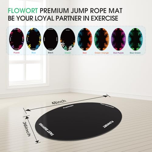 Cheete Jump Rope Mat Large Rubber Exercise Mat Indoor Outdoor Shock Absorbing Mat Non-Slip Oval Design for Floor & Rope Protection, Workout Mats for Home Gym Flooring - color: Black