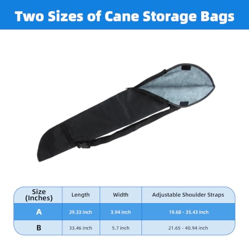 Cane Holder for Walker & Scooter, Waterproof Cane Storage Bag (29.5 x 3.9") | Absorbent Terry Lining, Adjustable Strap, Holds Canes/Umbrellas Up to 33.5", Durable Oxford Shell with Quick-Dry, Easy-Clean - size: 29.5 x 3.9"