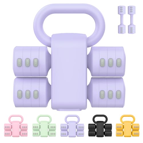RINREA Adjustable Dumbbell Set, Hand Weight Dumbbells with Kettlebell Shell | ABS, Weight Adjustable, Quick Lock, Kettlebell & Dumbbell in 1 Set, Compact, Space-saving, Women, Home Gym, Office, Traveling - color: Purple