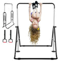 Expandable Gymnastics Bars with Ring, Adjustable Height Gymnastic Horizontal Bars, Gym Junior Training Bar Children Folding Training Monkey Bars for Kids - color: Black