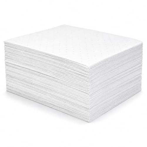 ATERET Light Weight Oil Only Absorbent Pad, 100 Absorbing Pad, 16 x 18 inch, USA Made - color: White, size: Light Weight - 100ct