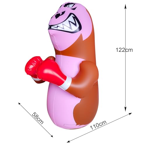 48 in Punching Bag for Kids, Free Standing Inflatable Dummy, Inflatable Punching Bag, De-Stress Boxing Bag for Kid - color: Orangutan-BDW-brown