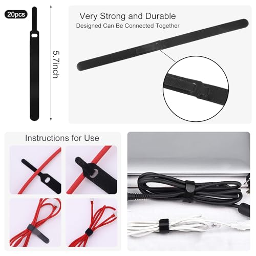 137PCS Cable Management Kit 4 Cable Sleeve Split 100 Cable Zip Ties 10 Cable Clips 15 Adhesive Wall Cable Tie 10 Cable Zip Tie for TV Computer Office Home Under Desk - color: Black
