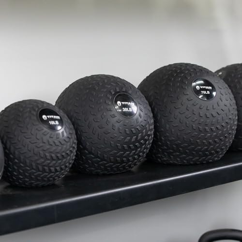 Titan Fitness Rubber Tread Slam Ball, Dead Bounce, Weight Workout - Throw, Catch, Slam, Twist - style: 50 lb