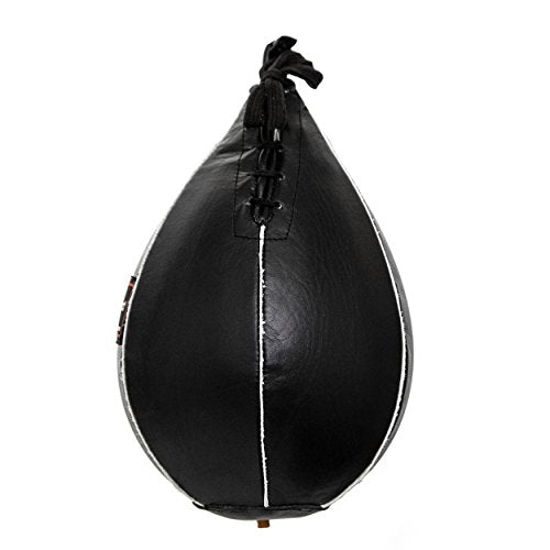 Leather Speed Bag – Rapid Rebound Pear-Shaped Punching Ball with Durable Latex Bladder for Boxing, MMA & Home Gym - color: Black, size: XS - 5"x7"