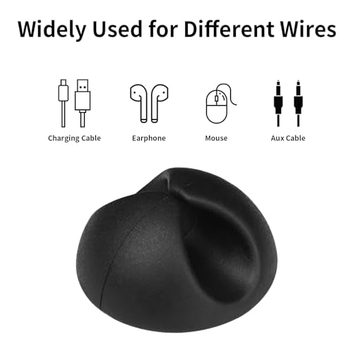 Flezoo Cord Holder Cable Holder, 12PCS Black Adhesive Cable Clips Cord Organizer Charger Holder Wire Management Keeper for Nightstand, Office, Desk or Mouse - color: Black