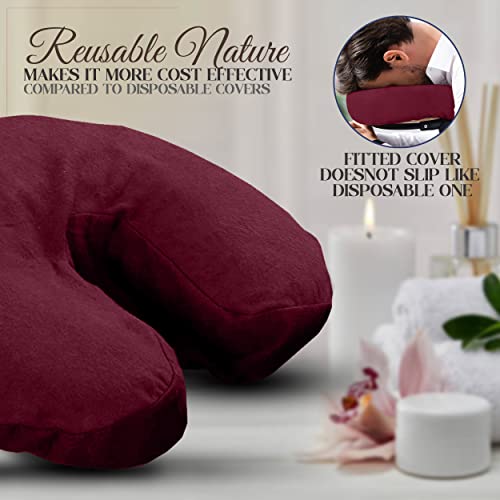 LONDON LINENS Premium Extra Thick 100% Cotton Flannel Massage Face Cradle Cover, Includes 4pcs (4, Burgundy) - color: Burgundy, size: 4