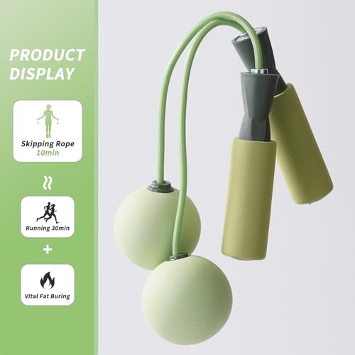 Cordless Jump Rope with Weight Ball, Fitness Training Jump Rope, Indoor Home Exercise, Suitable for Men Women. - color: light green