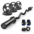 RitFit 2 Inch EZ Curl Bar with Weights, 350LBS Capacity Olympic Barbell for Bicep & Triceps, Home Gym Strength Training - style: Black(with 35LB Weights,Collar and wrist)