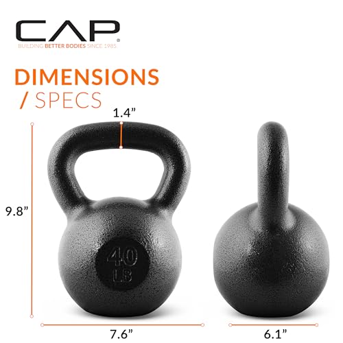 CAP Barbell Cast Iron Kettlebell - Singles and Sets, Multiple Weight Choices - size: 40.0 Pounds