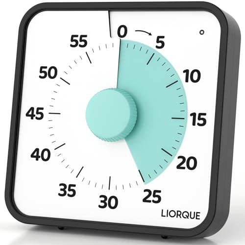 LIORQUE 60 Minute Visual Timer for Kids and Adults, Non-Ticking 7.5 Inch Large Visual Countdown Timers for Classroom Desk Countdown Clock with Magnetic Backing, Kids Pomodoro Timer Clock - color: Green