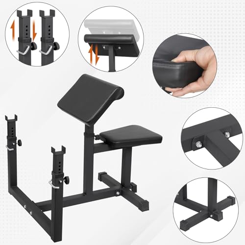HSM Preacher Curl Weight Bench Max load 450lbs Strength Training Seated Arm Isolated Barbell Dumbbell Biceps Station Home Gym
