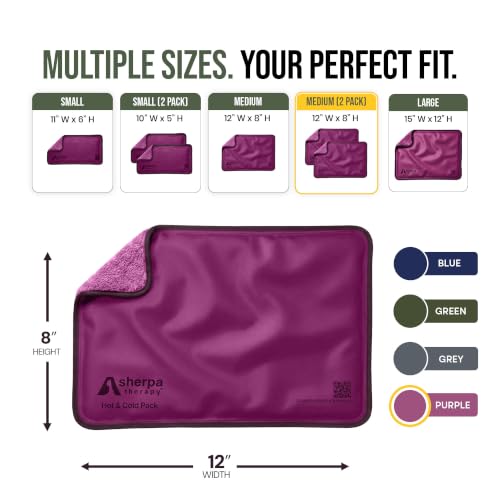 Medium Flexible Gel Ice Packs Reusable - Hot and Cold Soft Ice Packs for Injuries Reusable for Ankle, Arm, Foot, Leg, Back Pain Relief - 8" x 12" - 2PK - Purple - size: Medium (2 pack), style: Purple