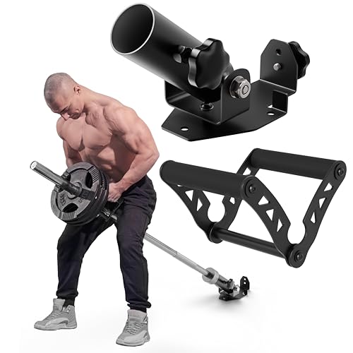 EVERSTRONG T Bar Row Attachment with V Bar Attachment Landmine Handle - 360 Swivel Landmine Attachment for Barbell for Full-Body Workout in Home Gym - Small Spaces - Deadlifts Squats Landmine Stand - style: 2" Rack/Wall Mount with V Grip